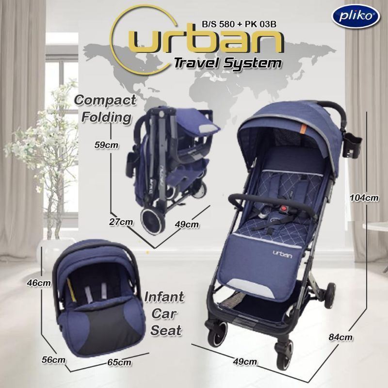 Stroller Pliko Urban TS Travel System BS 580 Kereta Dorong Bayi