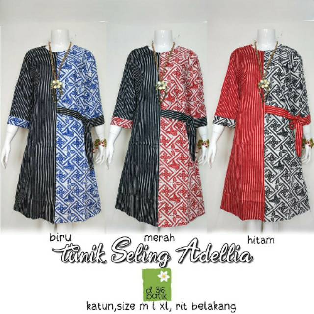 Tunik Seling Adelia Tali Samping Dress Batik Super Duper Cantik Muslim Modern Bisa buat Seragaman