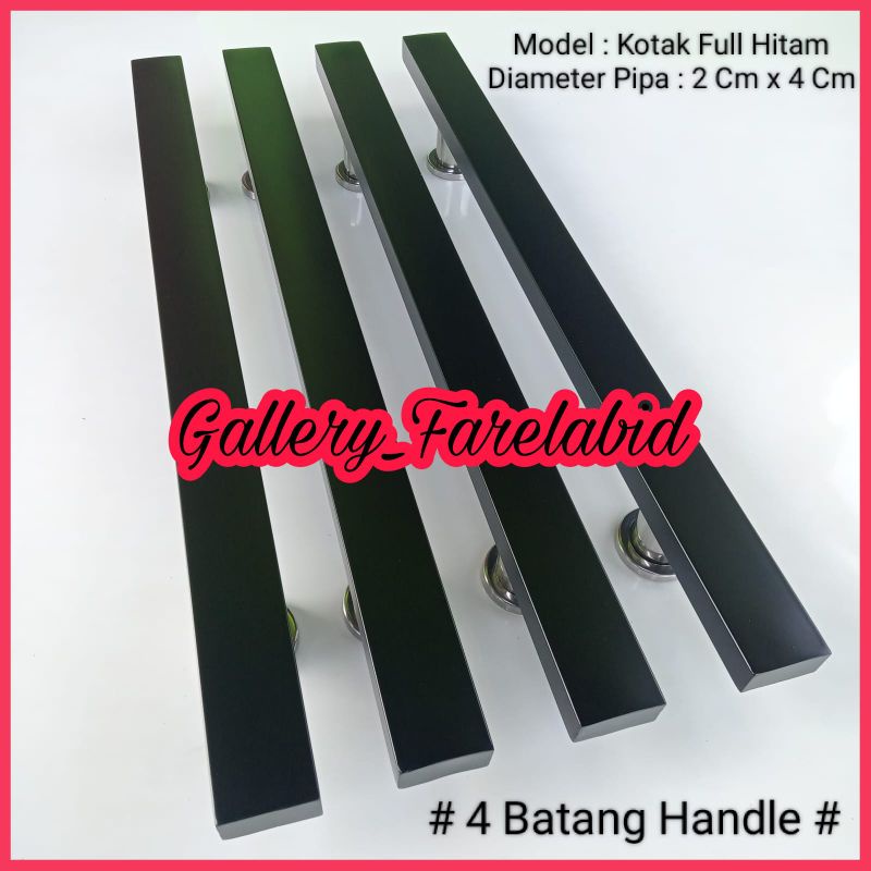 4 Batang Handle Pintu Rumah Stainless Steel Kotak Hitam 60 Cm Gagang Pintu Rumah Modern 45 Cm Pegangan Pintu Kupu Tarung Besar Mewah Tarikan Pintu Rumah Utama Minimalis