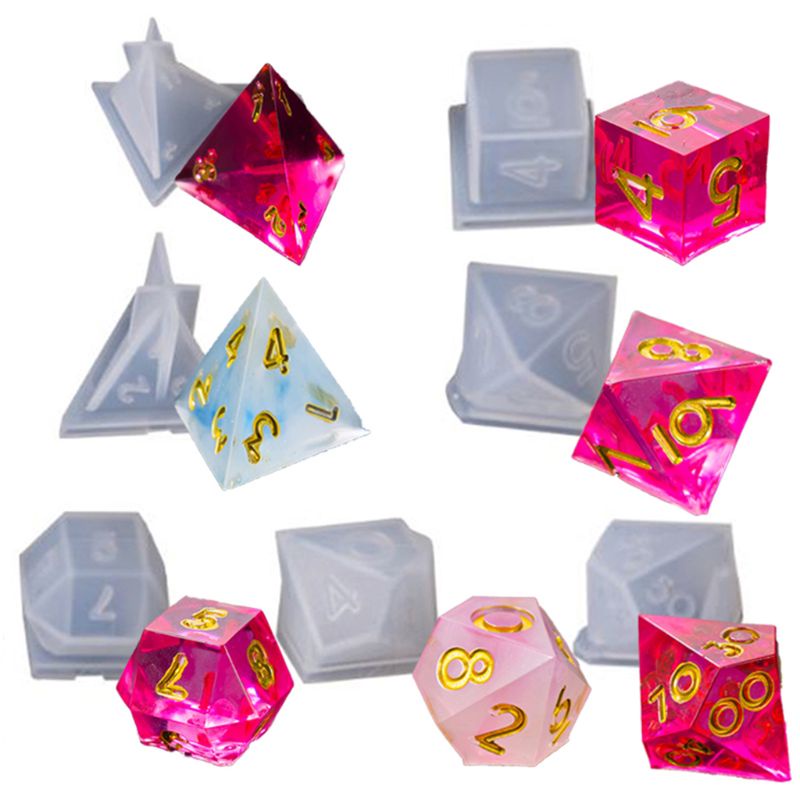 SIY  7 Shapes Dice Fillet Square Triangle Dice Mold Dice Digital Game Silicone Mould