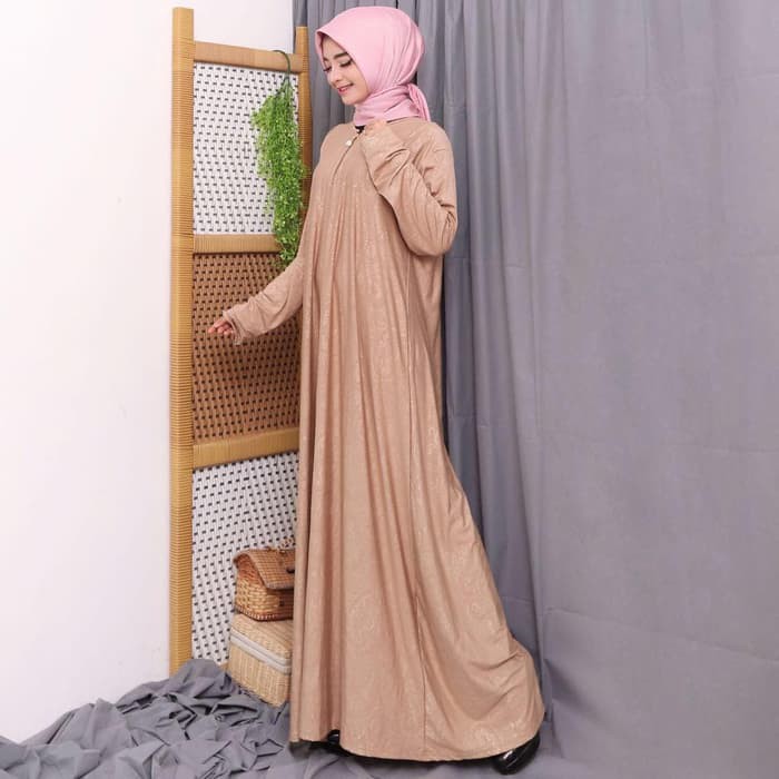 PROMO GAMIS MURAH  Gamis Polos Gamis Busui Gamis Jersey Emboss 6793 96   Orange  L   XL