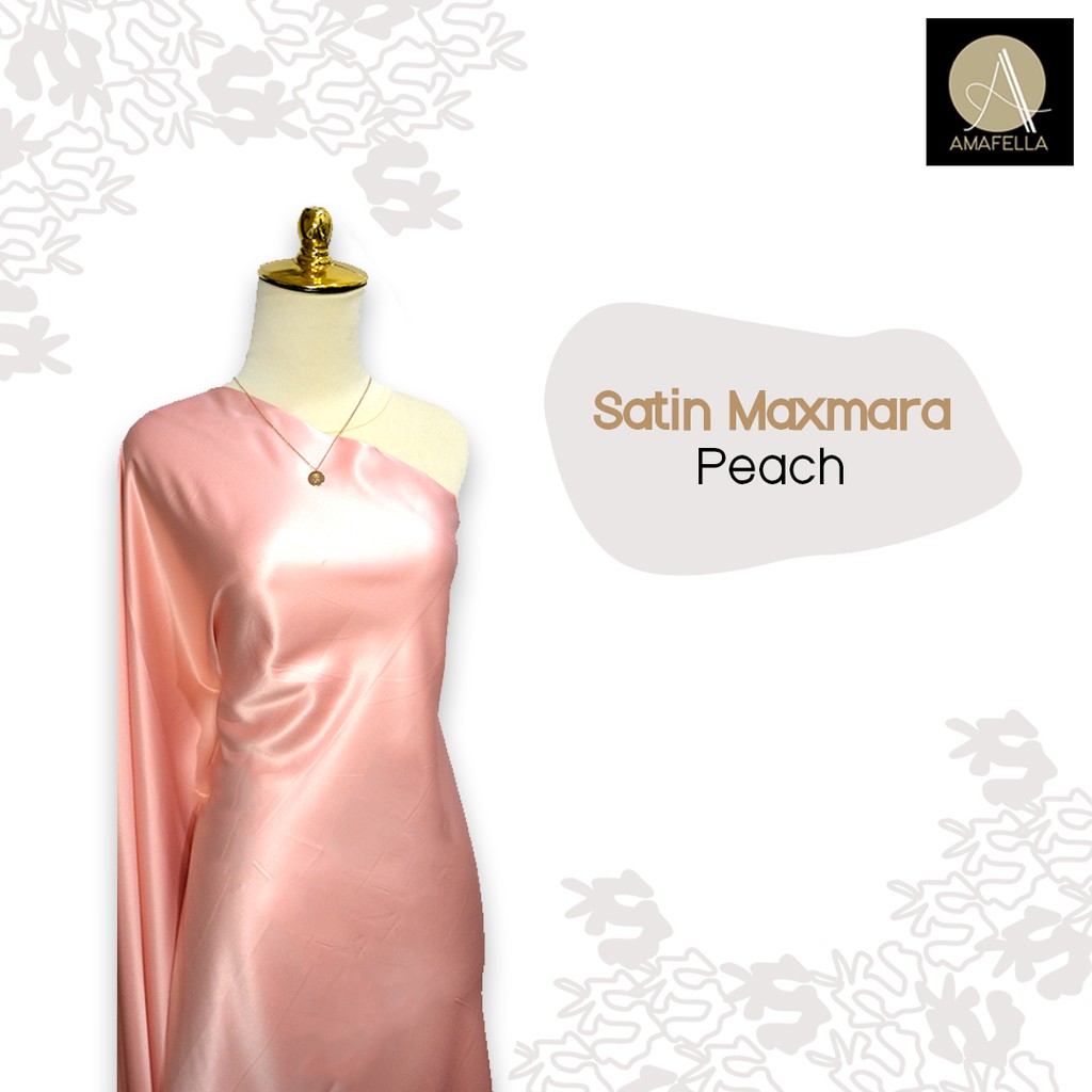 1/2 meter Kain Satin Maxmara / Sateen Velvet Premium Warna Peach