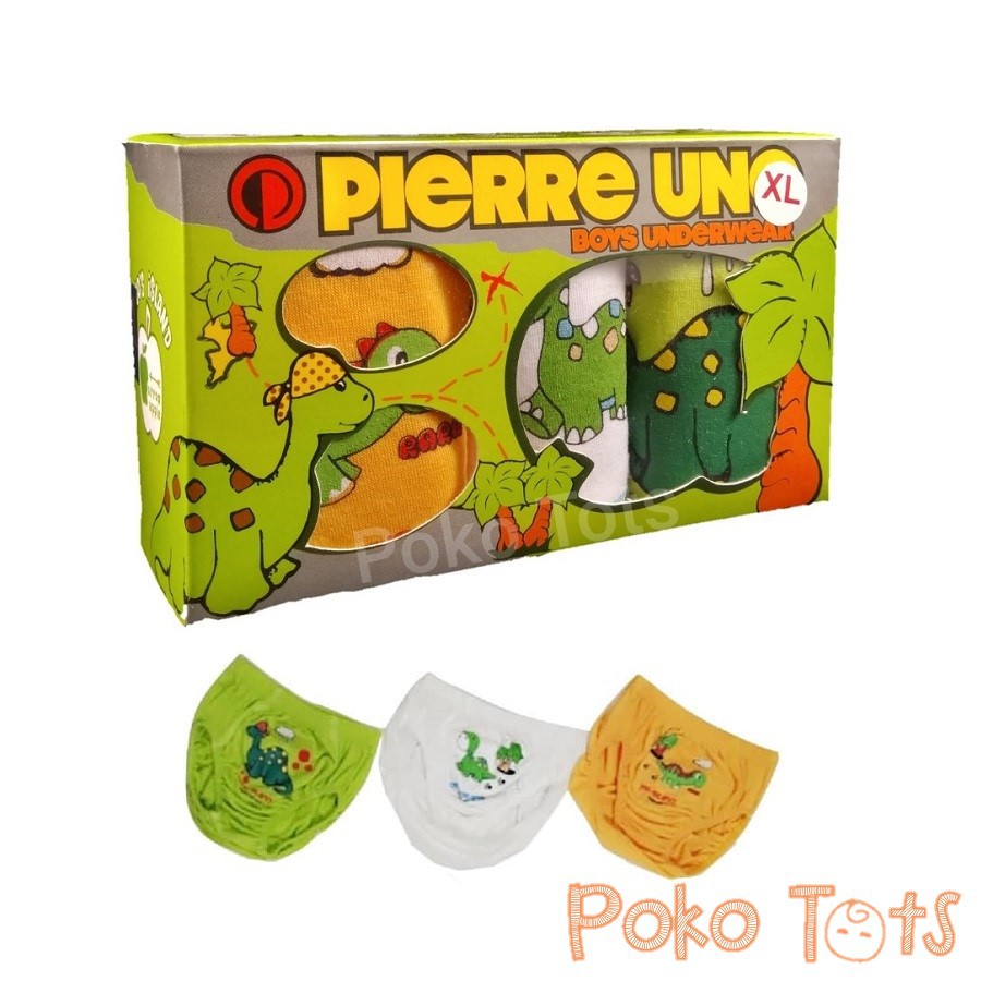 Pierre Uno Boys Underwear Dino Island Box isi 3 Celana Dalam Anak