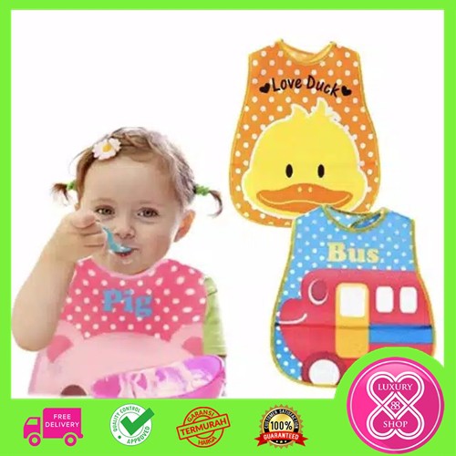 Slabber Plastik / Slaber Waterproof Baby / Celemek Makan bayi / Anti Air