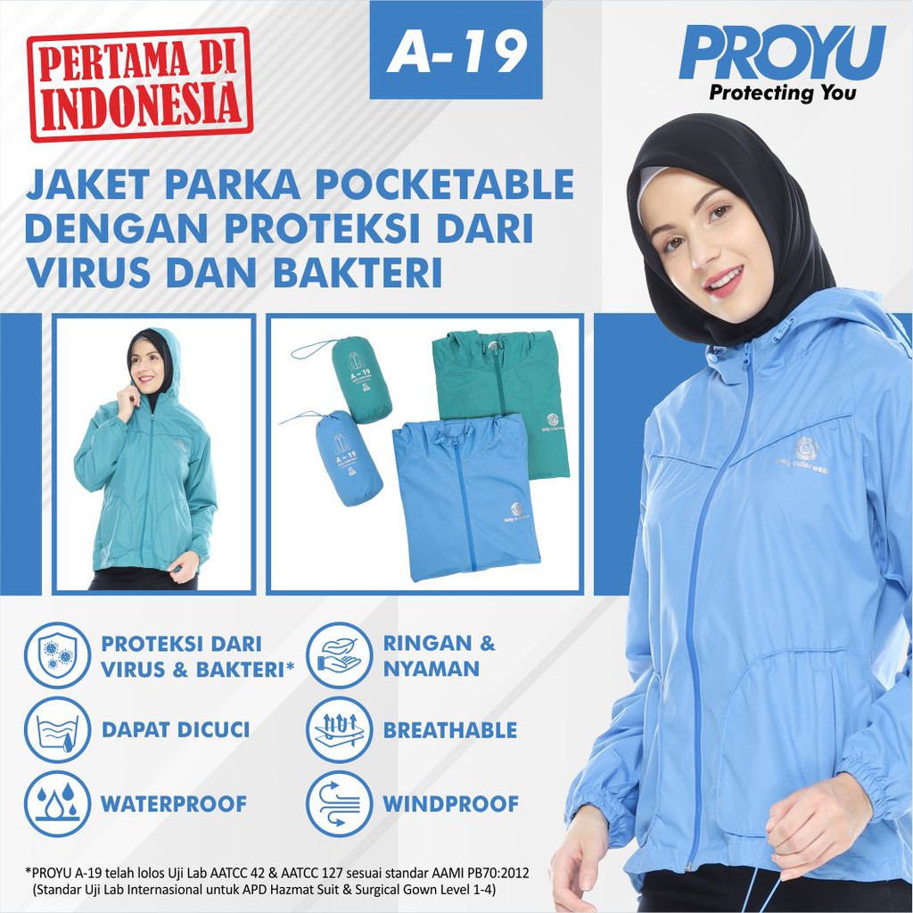 PROYU A-19 JAKET APD ANTI VIRUS COVID CORONA PARKA WANITA MODIS WATERPROOF ANTI AIR / ANGIN A19