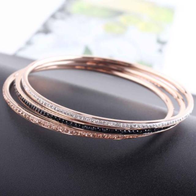 Gelang keroncong(GK-25)titanium full permata zircon