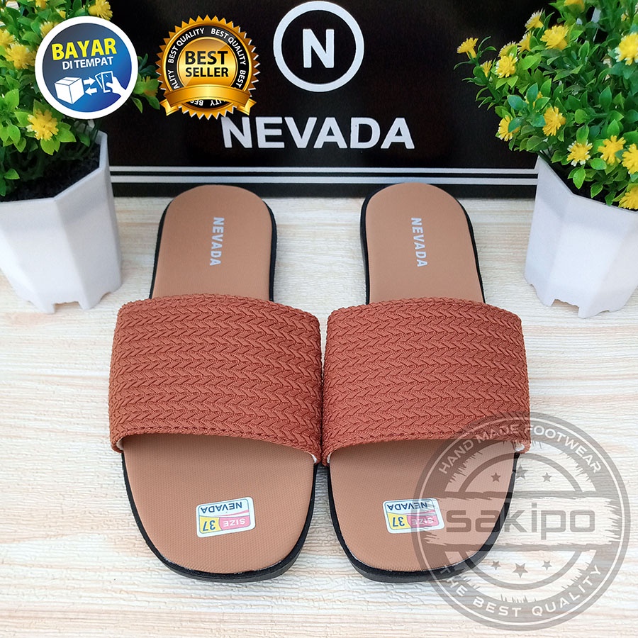 PROMO 12.12 BIRTHDAY SALE  SANDAL SLOP WANITA DEWASA RAJUT NEVADA TRENDI TERBARU / SAKIPO