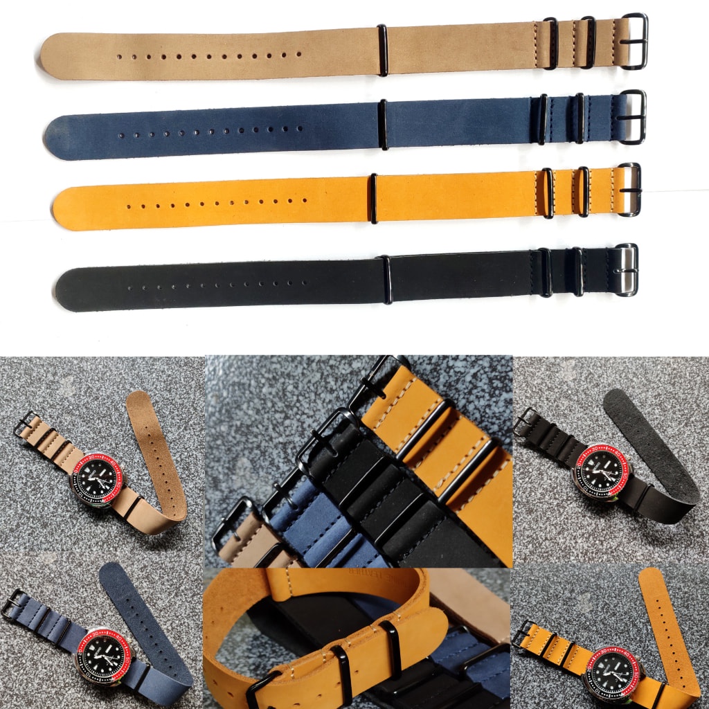 Strap NATO zulu Leather Tali jam tangan nato kulit Asli Handmade