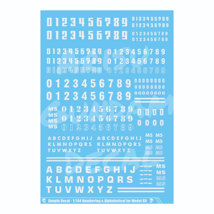 Water Slide Decal Number & Alphabetical 1/144 White