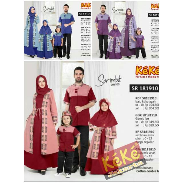 SARIMBIT KELUARGA KEKE ~ Keke sarimbit Sr181910 ~ Baju muslim set keluarga