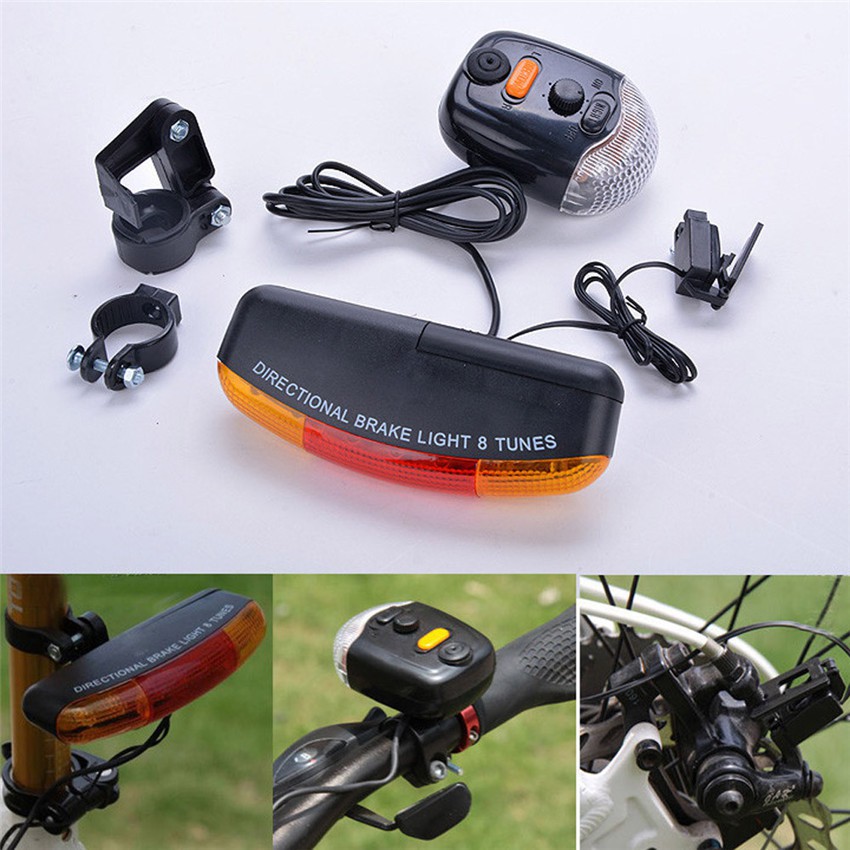 Lampu Sepeda Rem Sein OMSEJOBK Kiri Kanan 7 LED dengan Klakson - Black