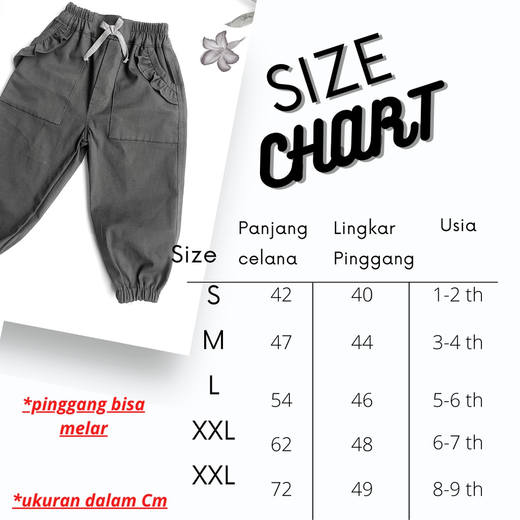 Celana Anak Perempuan Joger Twill Comfort Stretch  1- 9 Tahun