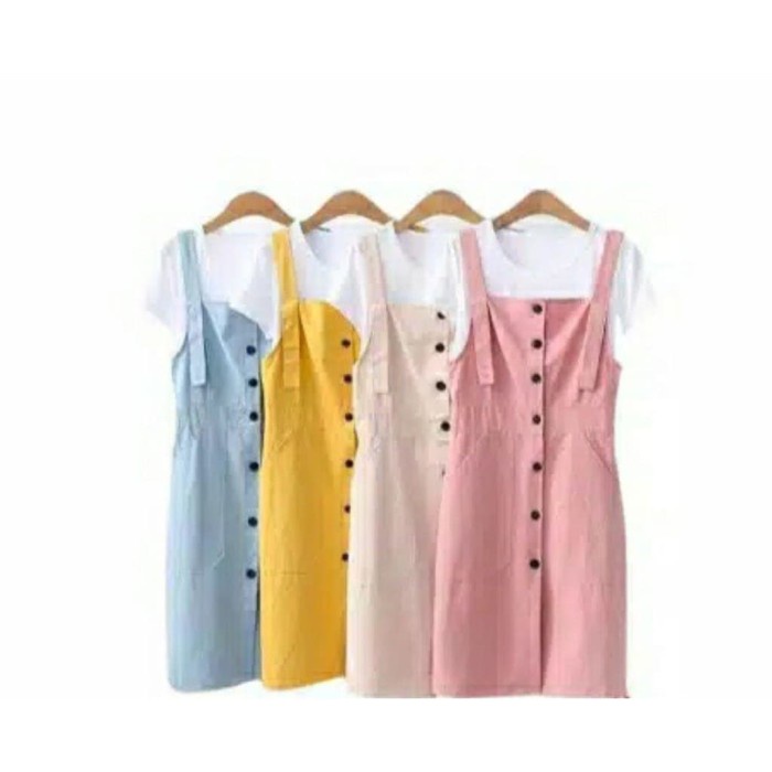 Baju Overall Button Dress Anak Remaja Model Casual Terkini