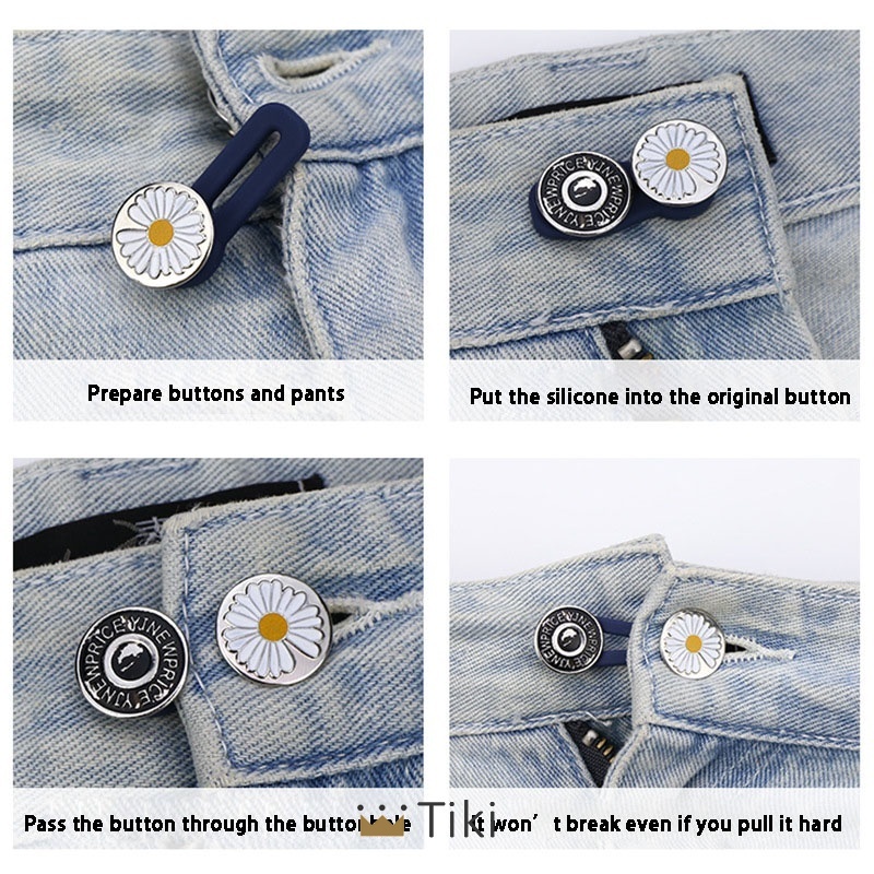 1PCS kancing jeans Metal Celana Jeans Button kancing pengecil jeans Adjustable Removable Stapleless Tombol Logam Zinc Round Tack Buttons Aksesoris