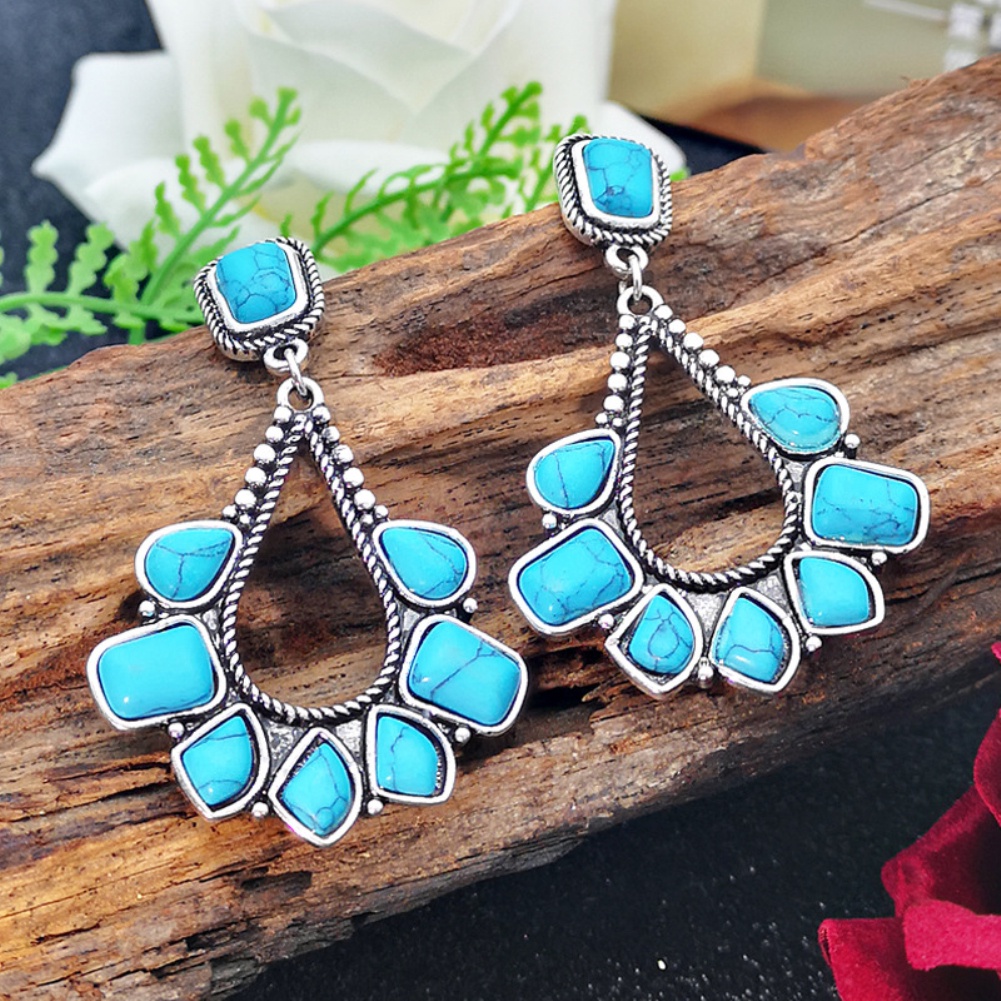 Hu Hu Hu Hu Hu Alat Bantu Pasang Kacamata♡ Anting Tusuk Gantung Wanita Desain Tetesan Air Hias Turquoise Imitasi Untuk Hadiah