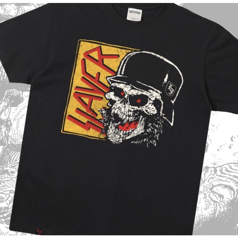 KAOS TSHIRT LAWLESS X BAND SLAYER SKULL WEHRMACHT LOGO BLACK ORIGINAL
