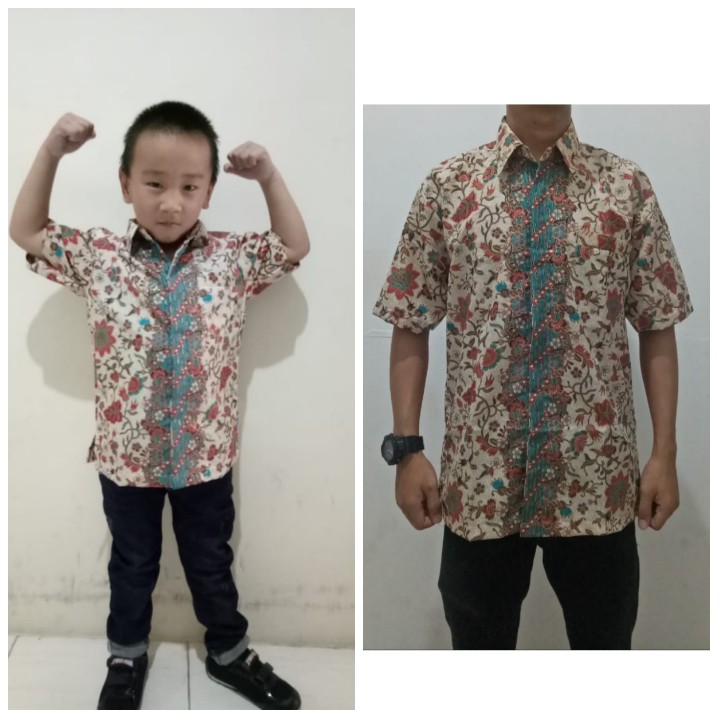 SB Collection Couple Dadboy Isno Atasan Kemeja Batik Lengan Pendek Anak Dan Ayah Pria