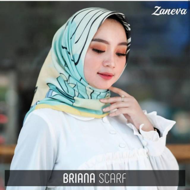 VOAL HIJAB PRINTED / HIJAB SEGIEMPAT / MOTIF BRIANA By ZANEVA HIJAB