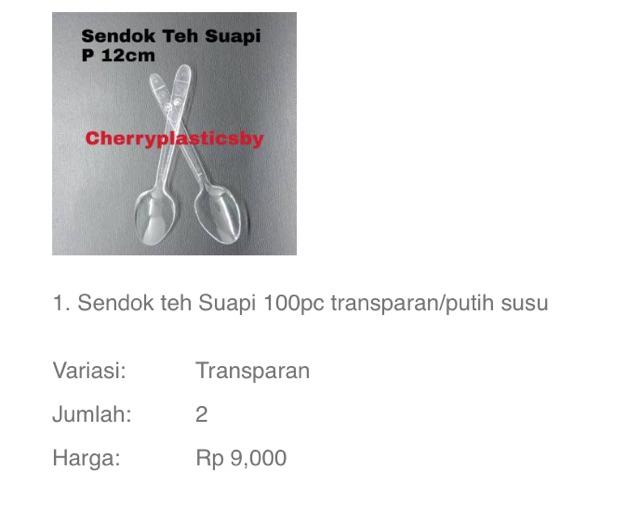 Sendok Teh Suapi 100pc Transparan/putih Susu