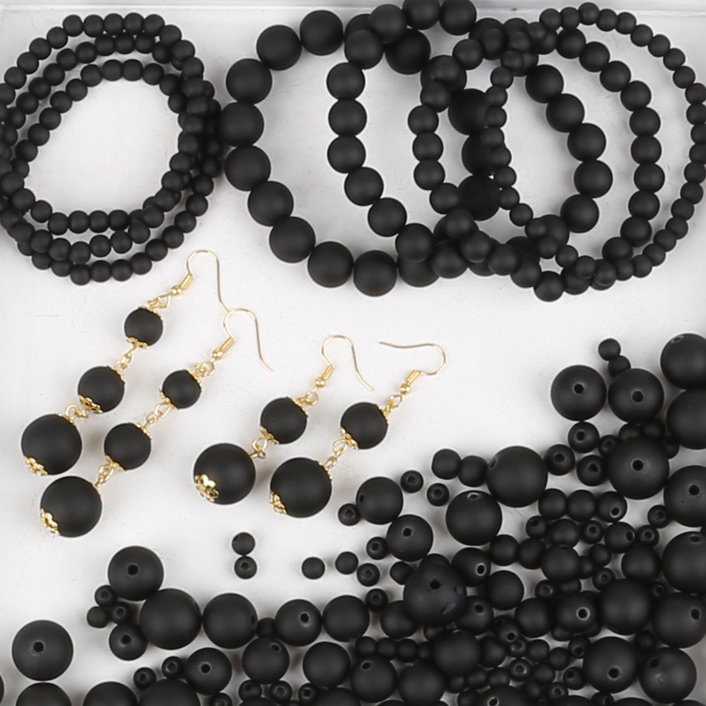 15-200/PCS Hitam/Merah Matte Plastik Bulat Beads 6 8 10 12 14 16 Mm ABS Permukaan Frost Manik-manik Longgar untuk DIY Membuat Perhiasan Temuan