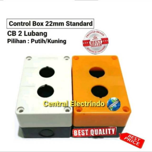 Control Box Push Button 22mm 2 Lubang Putih/Kuning.