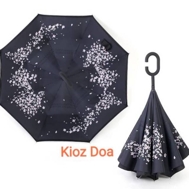 Payung Terbalik Motif Cherry Blossom Gagang C / Reverse Umbrella Handle C