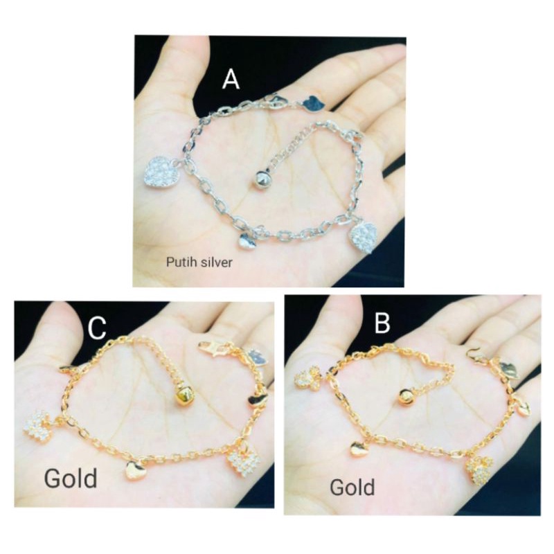 Ramk435. Gelang tangan xuping wanita lapis emas dgn mata zircon ukuran 18-20 cm