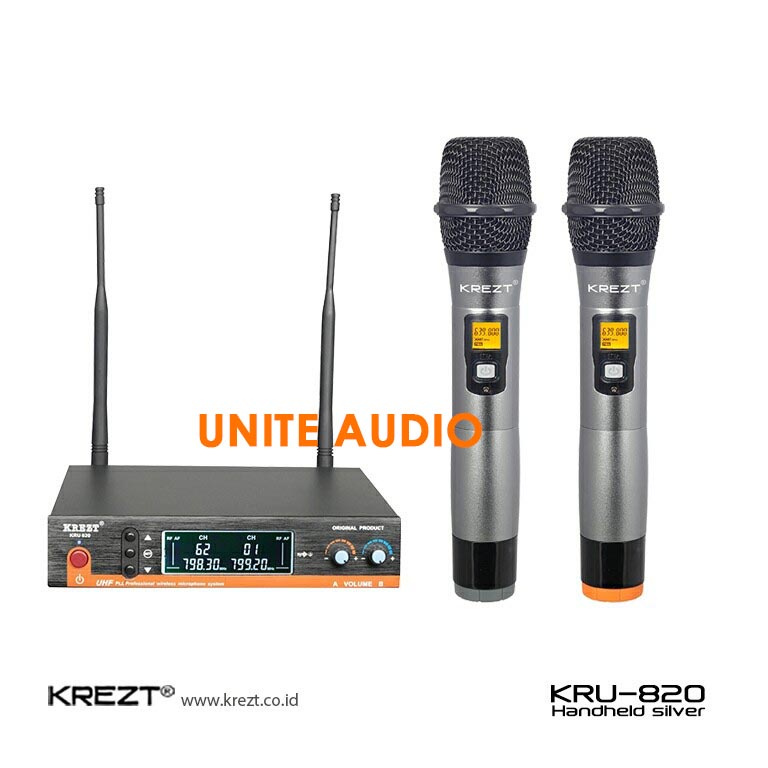 Mic Wireless KREZT KRU-820 KRU820 Dual Mic Pegang KREZT KRU 820