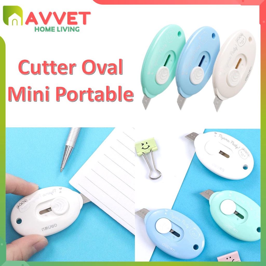 AVVET Cutter Mini Portable Bentuk Oval Mini Cutter Polos Travel Kit Pemotong Kertas Paper Cutter Lucu