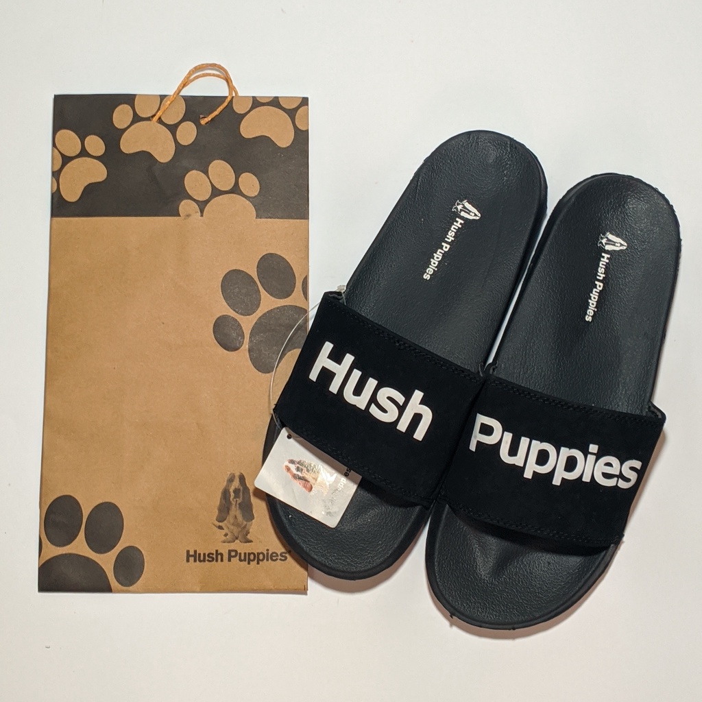 SANDAL Hush Puppies - Black White Hush Puppies Slippers sandals PRIA WANITA UNISEX CASUAL