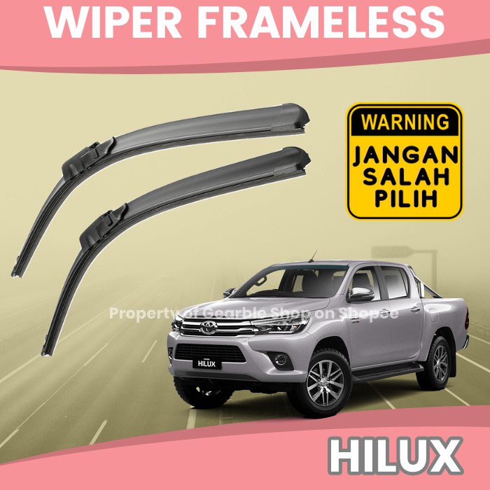 WIPER MOBIL HILUX WIPER DEPAN HILUX KARET WIPER KACA MOBIL FRAMELESS HILUX SEPASANG SATU 1 SET