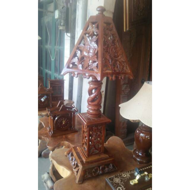 lampu hias lampu kamar lampu sudut ukir dari kayu jati