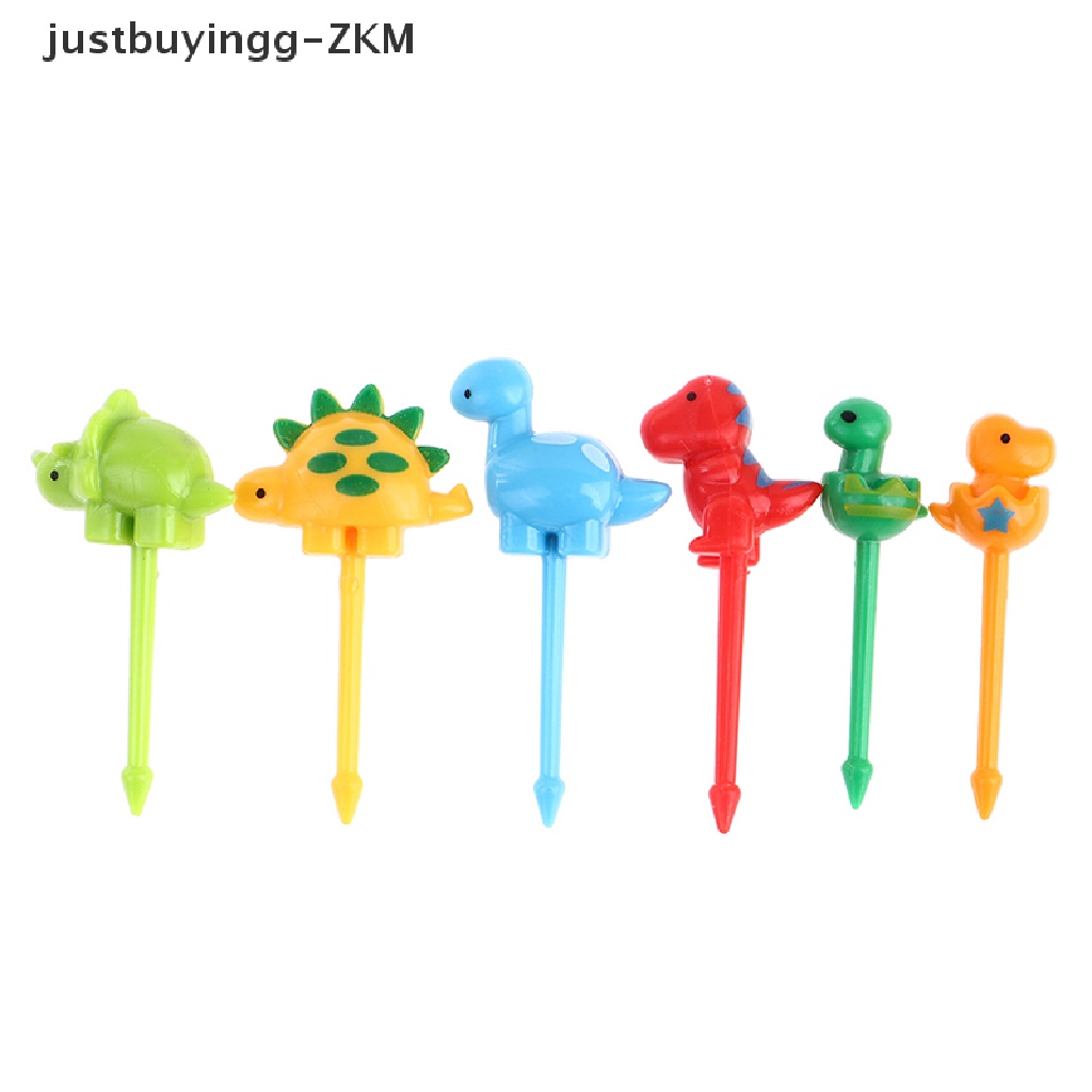 [justbuyingg] 6pcs/set dinosaur Mini Animal Cartoon Food Picks Children Snack Fruit Fork [zkm]