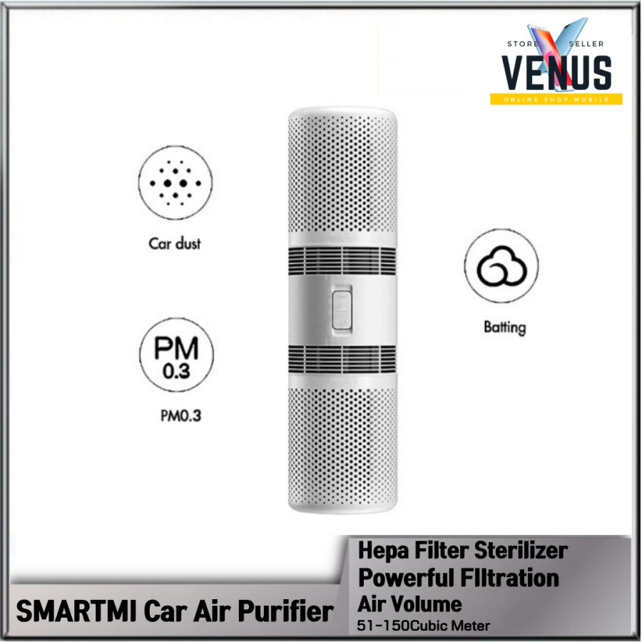 SMARTMI Car Air Purifier HEPA Filter Sterilizer 70m³/h CADR Car Dust