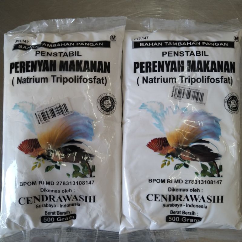 

Perenyah Cendrawasih 500 gr Perenyah Makanan Natrium Tripolifosfat