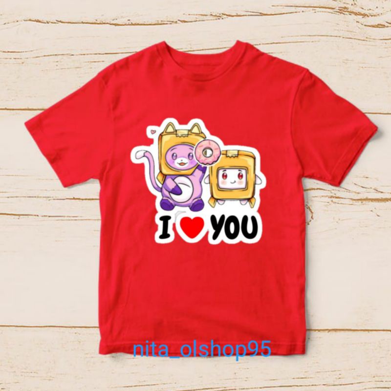 kaos lankybox baju kaos anak lanky box karakter terlaris i love you