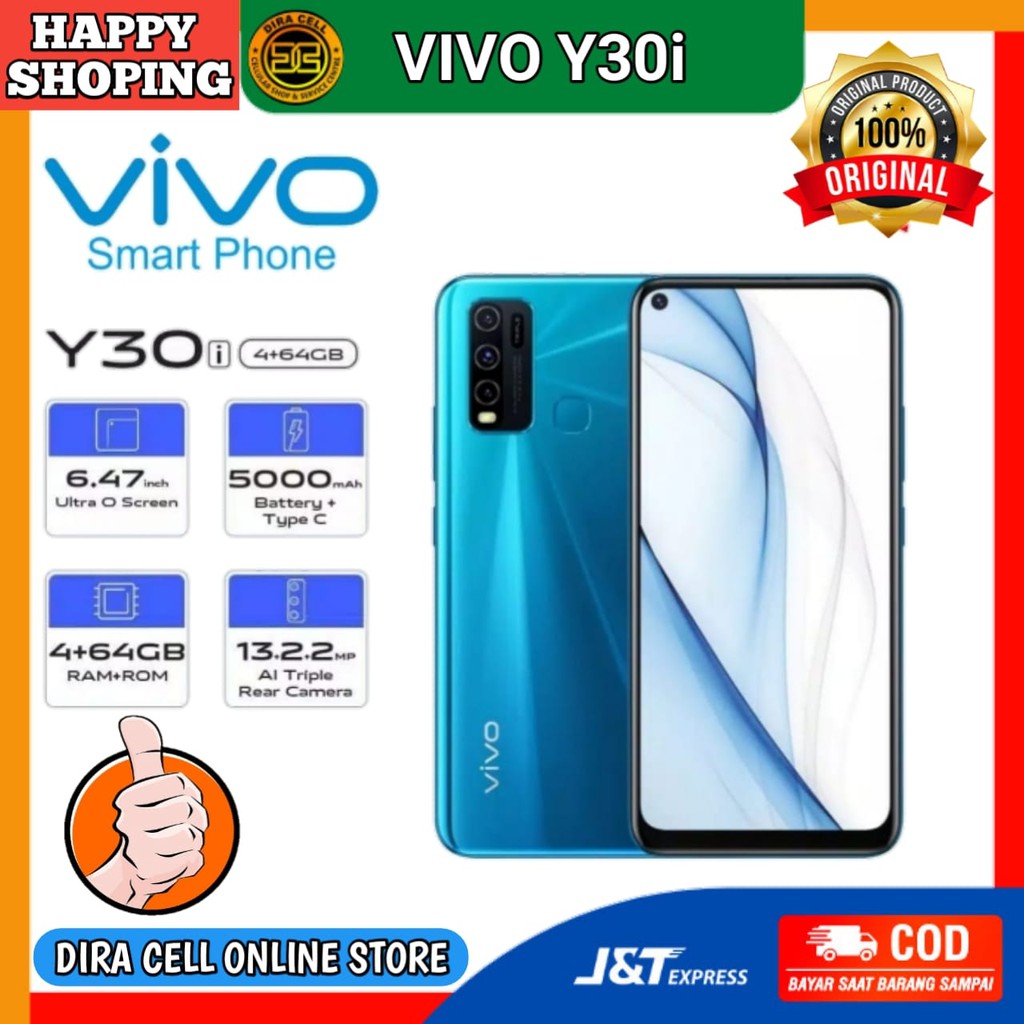 Hape vivo murah handphone android VIVO Y30i RAM 4/64 GB henpon terbaru garansi resmi 1 tahun