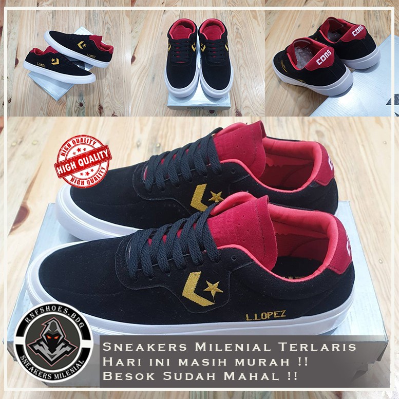 Sepatu Sneakers Murah Converse Louie Lopez Black Red Original Premium Import BNIB Terlaris