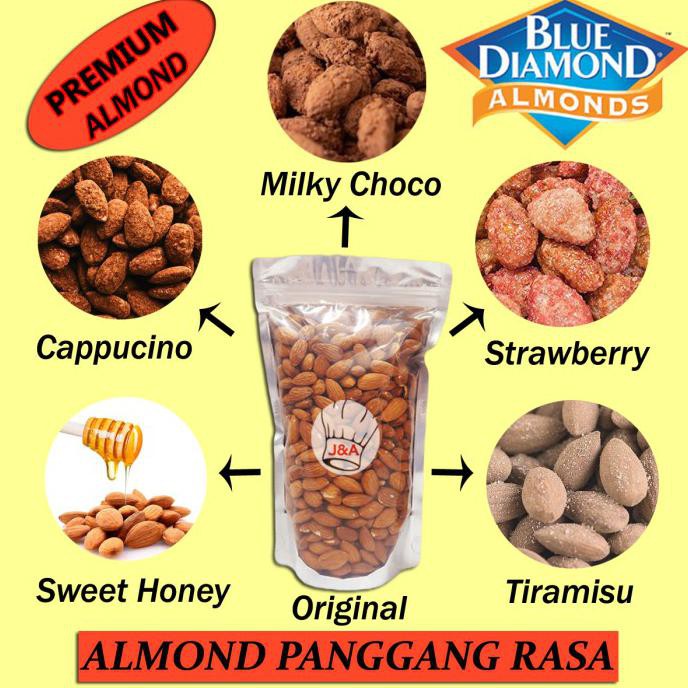 

Pasti Ready Kacang Almond Panggang 1Kg / Roasted Almond Grade Premium A 1000Gram - Original/Tawar