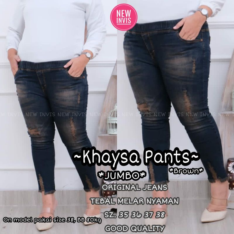 KHAYSA JUMBO JEGGING JEANS 7/9 RIPPED // KHAYSA JEANS LEGGING SOBEK SIZE (35-38)