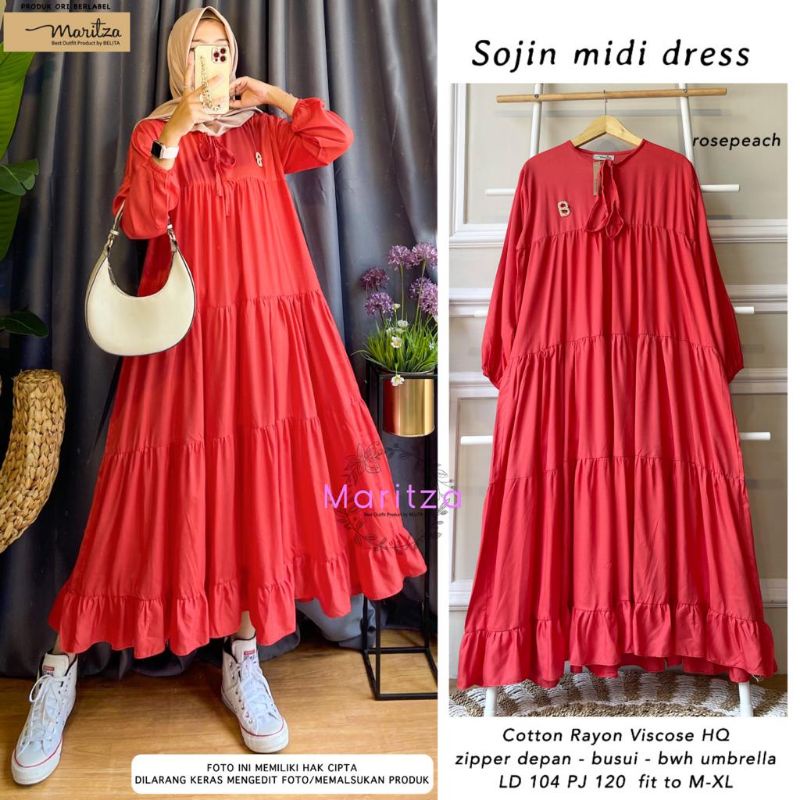 NEW BEST SELLER PREMIUM OOTD TIKT0K SOJIN MIDI DRESS POLOS RUFFLE POLOS MARITZA TERMURAH TERLARIS XL