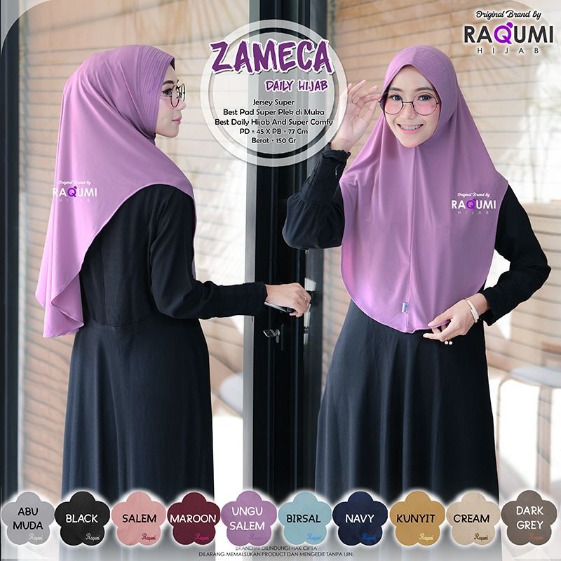 ZAMECA DAILY HIJAB RAQUMI ORIGINAL | JILBAB RAQUMI UNGUSALEM | JILBAB UNGUSALEM | NEW RAQUMI HIJAB