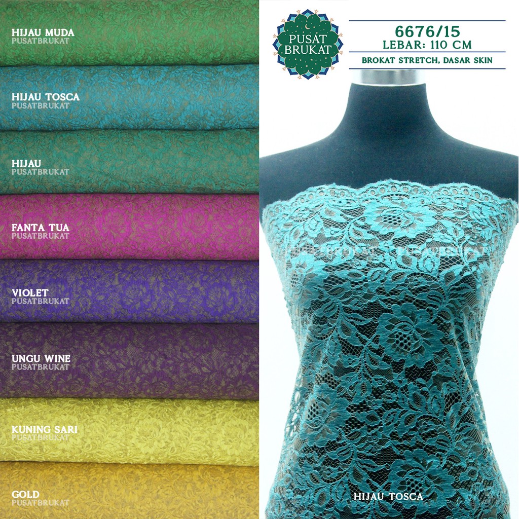 KAIN BRUKAT HANNA 6676 - BAHAN BROKAT KEBAYA DASAR SKIN LEBAR PENDEK [per 0.5m]