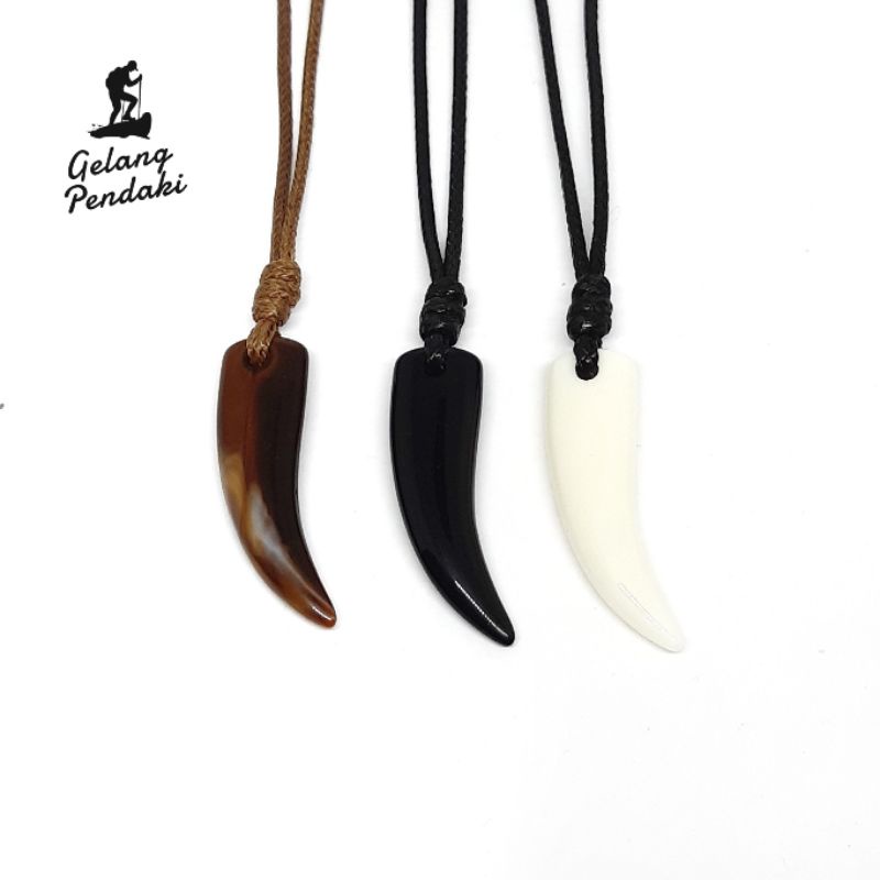 Kalung Taring Melamin Pria Wanita. Kalung Tali Bandul Melamin. Kalung Tali. Kalung Taring