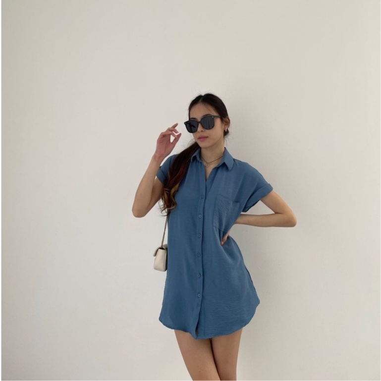 Ava Shirt Dress — Ocha Wear | Kemeja Dress Wanita | Polo Crinkle Shirt