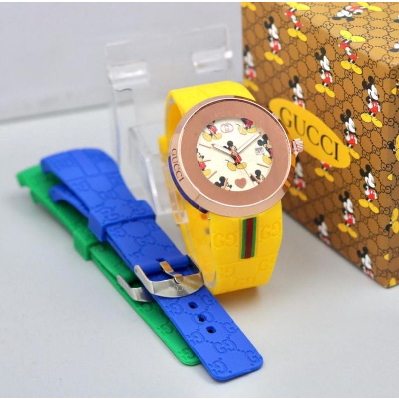 Jam Tangan Pria Wanita Rubber Strap Cadangan Box dan Baterai Cadangan Rubber