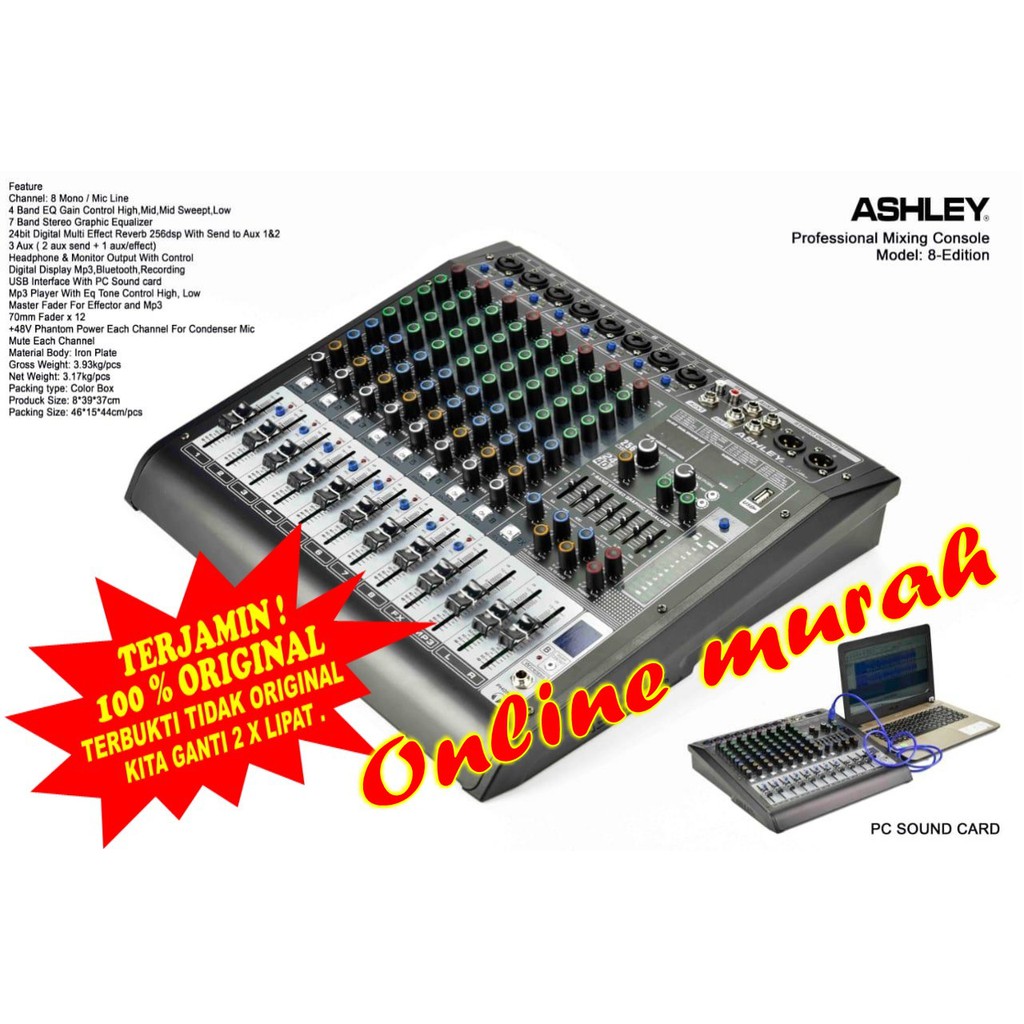 Mixer Ashley 8 Edition 8edition Original 8 Channel Bluetooth