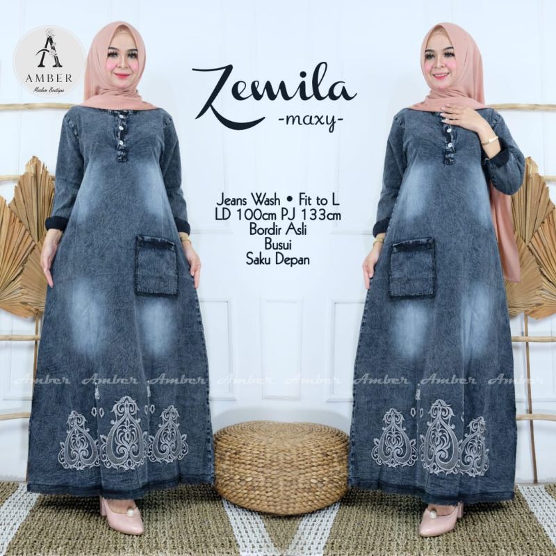 zemila | jeans wash ld 100 pj 133 | bordir asli busui
