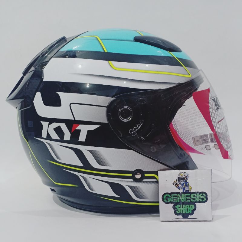Helm KYT  half face helm KYT DJ MARU motif-#13 black blue