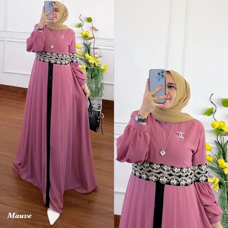 GAMIS TERBARU ALIKA DRESS BAHAN CERUTY BABYDOLL FULL FURING APLIKASI RENDA GAMIS CERUTY WANITA TERBARU 2023 KEKINIAN / MAXY DRESS JUMBO / DRESS CERUTY FASHION MUSLIM